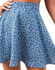 New Women's Floral High Waist Skater Skirt