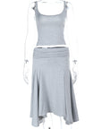 Asymmetrical Sleeveless Crop Top and Ruffled Skirt Set
