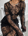 Fashionable Black Lace Two-Piece Set for Women