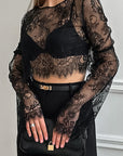 Fashionable Black Lace Two-Piece Set for Women