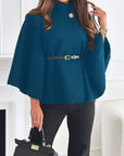 Elegant Winter Women's Cape Coat with Waist Tie