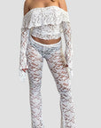 Sexy Lace Hollow Out Long Pants Set