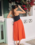 Fashion Color Block Strapless Maxi Dress