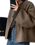 Fashionable V-Neck Woolen Cardigan for Women