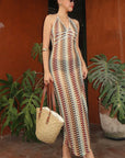 Stylish V-Neck Sleeveless Striped Dress