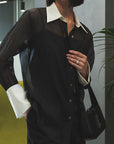 Chic Vintage Style Lapel Blouse for Office Wear