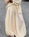 Summer Loose Fit Bubble Cuffed Pants for Women