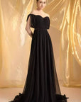 Elegant Off-Shoulder Long Silk Dress