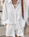 Casual French Style Cotton Shirt Set for Women