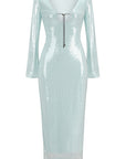 Elegant Sequin Flare Sleeve Dress with Split Hem