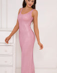 Sexy Pink U-Neck Long Dress for Women