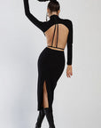 Stylish High Neck Long Sleeve Dress for Women