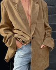 Vintage Brown Suede Blazer for Women