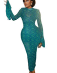 Elegant Retro Bodycon Dress with Long Sleeves