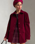Vintage Velvet Jacket for Women in Burgundy