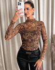 Women's Sexy Leopard Print Mesh T-Shirt