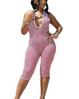 Stylish Striped Backless Jumpsuit for Women