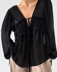 Chiffon Ruffle Tie Shirt for Women