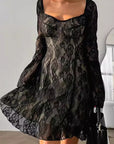 French Lace Off-Shoulder Dress for Autumn