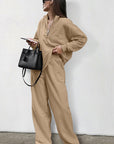 Spring Fashion Khaki Sweatshirt Set for Women