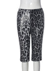 Trendy Sequin Leopard Print Elastic Waist Shorts