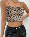Spring Autumn Crop Top with Leopard Print