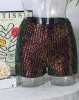 Leopard Print Sequin Women's Casual Shorts
