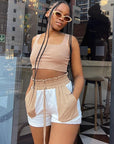 Color Block Casual Shorts for Women
