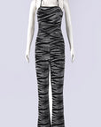 2025 Autumn New Women's Striped Backless Jumpsuit
