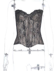 Lace Embossed Strapless Bustier Top