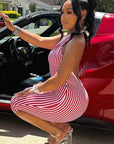 Stylish Striped Backless Jumpsuit for Women