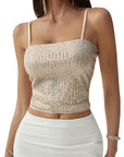 Sleeveless Backless Hollow Out Sequin Top