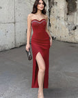 Elegant V-Neck A-Line Dress with Rhinestones