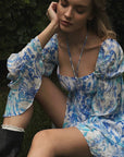 French Romantic Floral Dress with Puff Sleeves