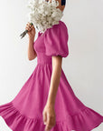 French Style Ruffled Dress with Puff Sleeves