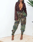 Camouflage Slim Fit Ripped Casual Pants