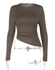 Asymmetrical Hem Long Sleeve Top for Women