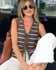 New Striped Knitted Vest with Bow for Women