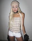 Chic Letter Print Strapless Top for Summer
