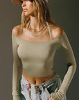 Off-Shoulder Basic Long Sleeve Top