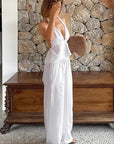 Chic Brown Cotton Linen Two-Piece Set
