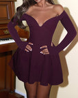 Elegant Slim Fit A-Line Long Sleeve Dress