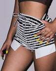 High-Waisted Striped Drawstring Shorts for Women