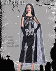 Halloween Party Costume Black Veil Skeleton Bride