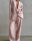 Stylish Cotton-Linen Suit Set for Commuting
