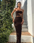 Chic Yellow Strapless Hollow Out Maxi Dress