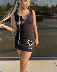 Stylish Sleeveless Heart Letter Bodycon Dress