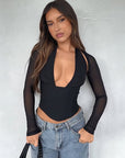 Autumn Fashion Deep V Neck Two-Piece Set