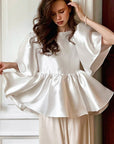 Elegant Ruffled Satin Blouse for Women