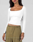 Women's Slim Fit Long Sleeve U-Neck Top